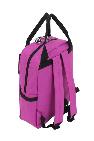 Etiket Desenli Pembe Okul Sırt Çantası - 6