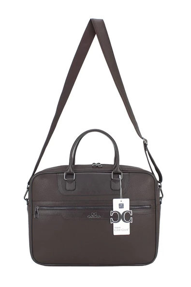 Suni Deri 15,6 inç Kahverengi Laptop Evrak Çantası - 7