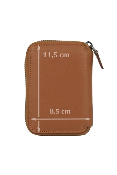 Hakiki Deri Fermuarlı Taba Kartlık Cüzdan - 2