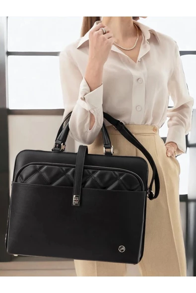 Evrak Laptop Çantası Siyah Kapitone 13", 14" 15.6" Inç - 3