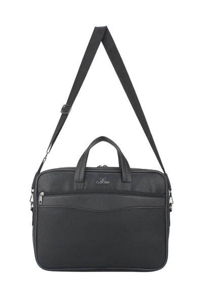 15,6" Inç Sunni Deri Klasik Tarz Siyah Evrak / Laptop Çantası - 4