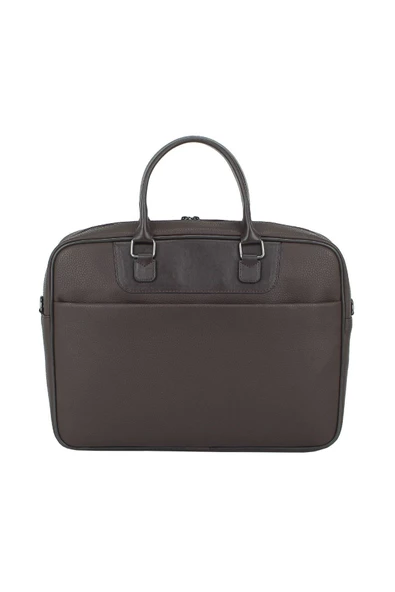 Suni Deri 15,6 inç Kahverengi Laptop Evrak Çantası - 4