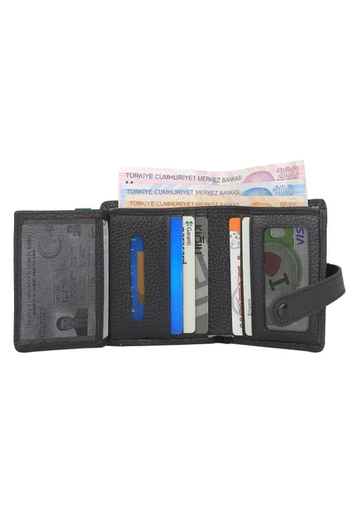 Hakiki Deri Unisex Slim Kartlık Siyah Cüzdan - 5