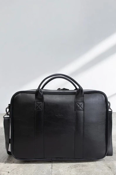 Unisex Lüx Macbook Organizer 15.6-16" İnç Siyah Laptop Evrak Çantası - 3