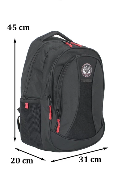 Cepli Su Geçirmez Siyah Okul Çantası - 2