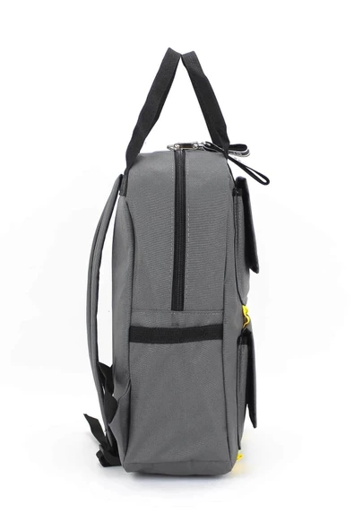 Etiket Desenli Gri Okul Sırt Çantası - 4