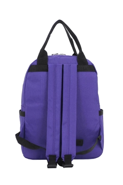 Etiket Desenli Mor Okul Sırt Çantası - 5
