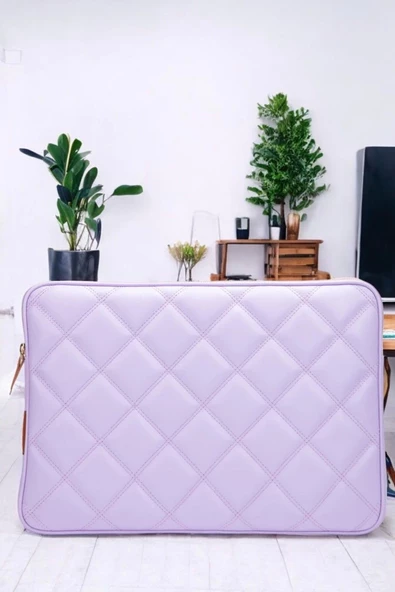 Kapitone 15-16" İnç Lila Notebook Tablet Laptop Kılıfı - 5