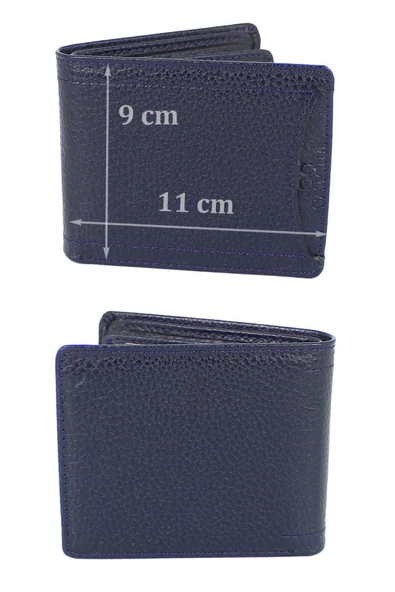 Hakiki Deri Kartlık Bölmeli Lacivert Erkek Cüzdanı - 5