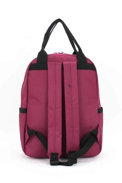 Etiket Desenli Bordo Okul Sırt Çantası - 4