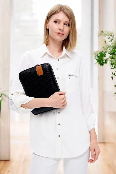 11" İnç iPad Air Pro, Matepad, Galaxy Hasır Siyah Tablet Kılıf Çantası - 3