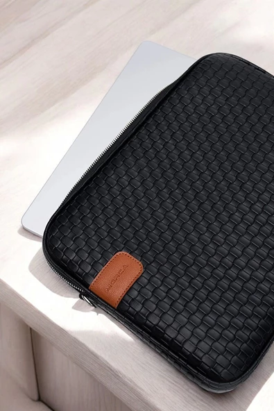 Hasır Lüx Macbook Air Pro 13.3-14" İnç Siyah Laptop Kılıfı - 5