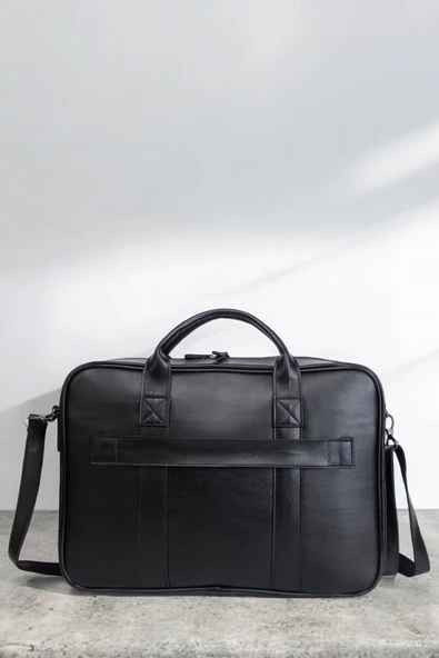 Unisex Lüx Macbook Organizer 15.6-16" İnç Siyah Laptop Evrak Çantası - 2