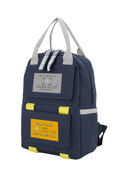 Etiket Desenli Lacivert Okul Sırt Çantası - 3