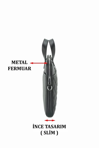 13.3-14" inç Siyah El ve Omuz Laptop Evrak Çantası - 5