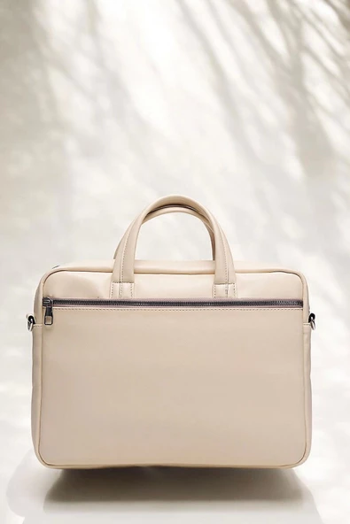 Omuz Askılı 13-14" İnç Bej Notebook Laptop Evrak Çantası - 6