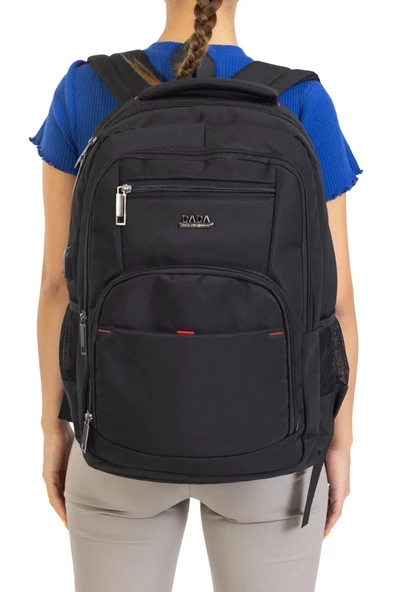 Büyük Boy Su Geçirmez 15,6 inç Siyah Notebook Laptop Sırt Çantası - 8