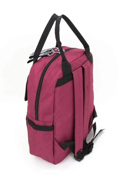 Etiket Desenli Bordo Okul Sırt Çantası - 5