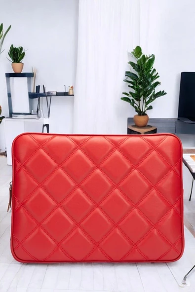 Kapitone 15-16" İnç Kırmızı Notebook Tablet Laptop Kılıfı - 5