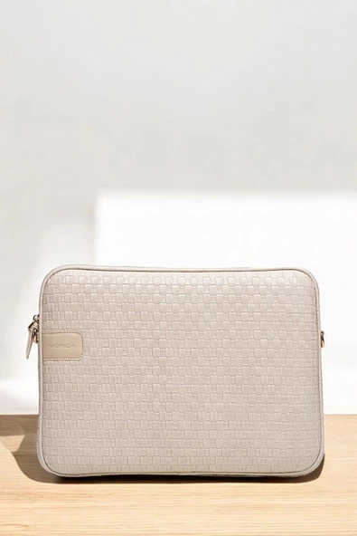 Hasır Lüx Macbook Air Pro 13.3-14" İnç Bej Laptop Kılıfı - 2