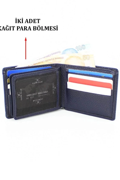 Hakiki Deri Kartlık Bölmeli Lacivert Erkek Cüzdanı - 4