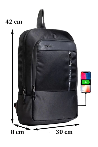 Su Geçirmez 14-15,6 inç Slim Siyah Notebook Laptop Sırt Çantası - Resim 2