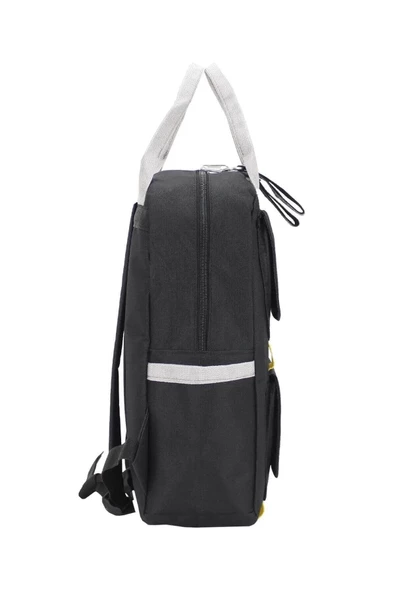 Etiket Desenli Siyah Okul Sırt Çantası - 4