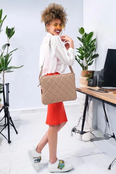 Kapitone 15-16" İnç Vizon Notebook Tablet Laptop Kılıfı - 2