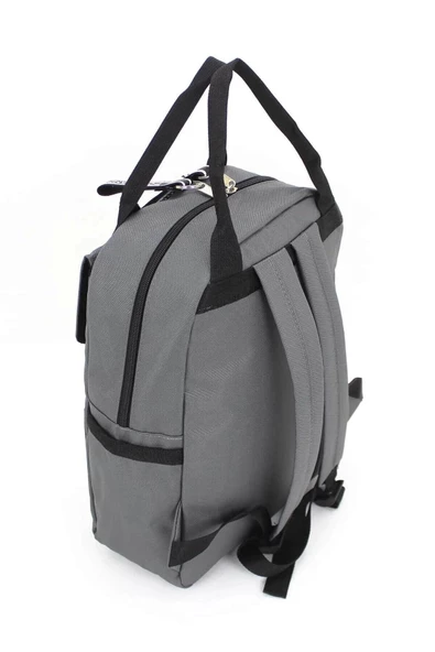 Etiket Desenli Gri Okul Sırt Çantası - 6