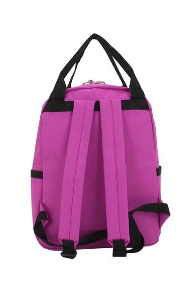 Etiket Desenli Pembe Okul Sırt Çantası - 5