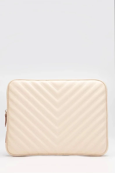 Omuz Askılı Macbook Air Pro 13.3-14" İnç Bej Notebook Laptop Kılıfı - 5