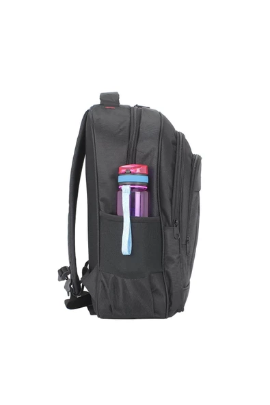 Su Geçirmez Kumaş 17,3 inç Siyah Laptop Sırt Çantası - Resim 7