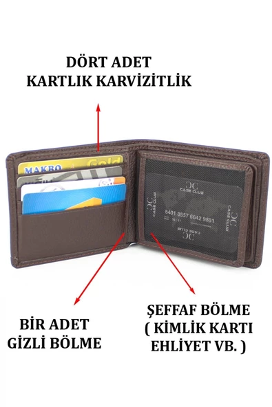 Hakiki Deri Kartlık Bölmeli Kahverengi Erkek Cüzdanı - 2
