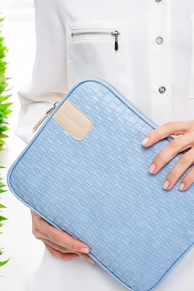 11" İnç iPad Air Pro, Matepad, Galaxy Hasır Mavi Tablet Kılıf Çantası - 2