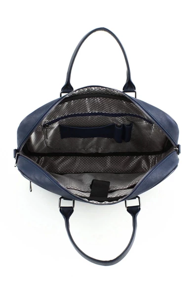 Suni Deri 15,6 inç Lacivert Laptop Evrak Çantası - 6