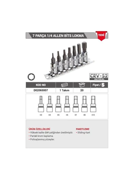 DHT 7 PARÇA ALLEN BİTS LOKMA SET 1/4 D02065007 - Resim 2