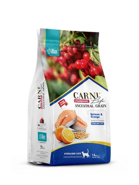 Carni Life Kızılcık, Somonlu & Portakallı Kısırlaştırılmış Kedi Maması (1,5 kg)