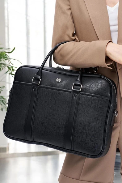 Unisex Lüx Ofis 15.6" inç Siyah Laptop & Evrak Çantası