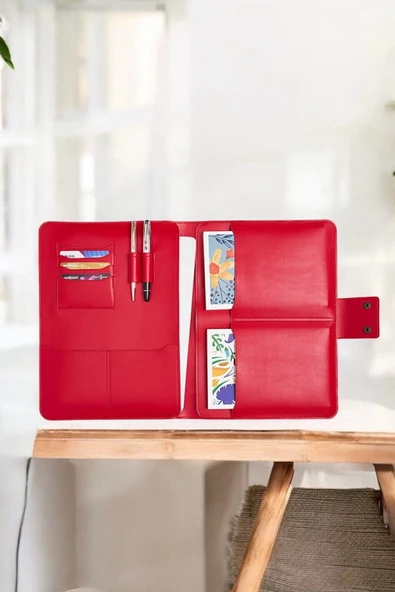 Lüx Macbook Air Pro 13-14 İnç Ofis Organizer Kırmızı Evrak & Laptop & Tablet Çantası - 3
