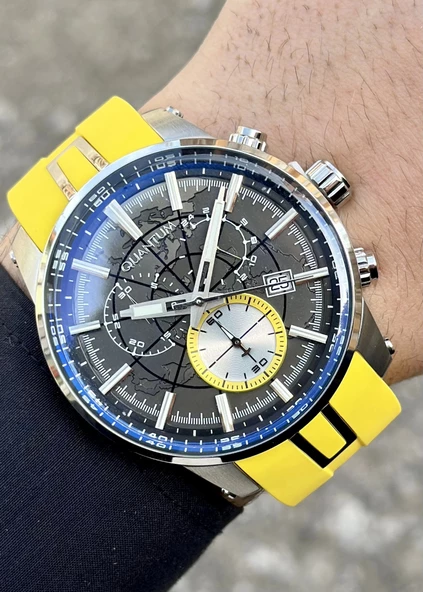 Quantum Sarı Silikon Kordon Erkek Kol Saati - Resim 6