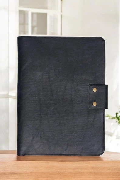 Lüx Macbook Air Pro 13-14 İnç Ofis Organizer Crazy Siyah Evrak & Laptop & Tablet Çantası - 4