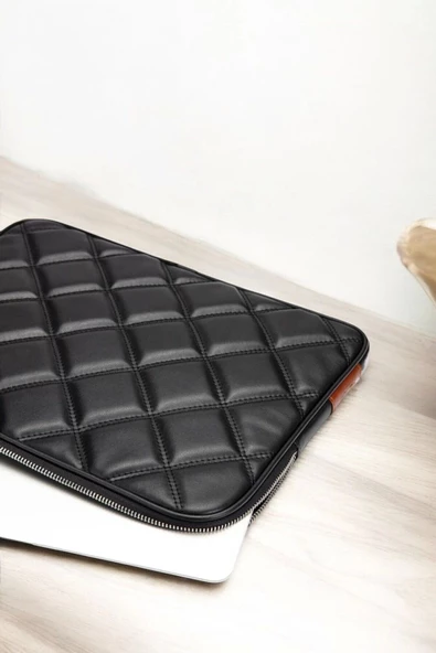 Kapitone Macbook Air Pro 13.3 & 14 İnç Siyah Laptop Tablet Kılıfı - 7