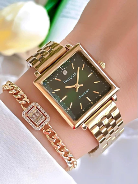 Ferrucci Diamond Pırlanta Taşlı Ve Sertifikalı Özel Kutulu Kadın Kol Saati+Bileklik BFC.01118-03 ürün görseli