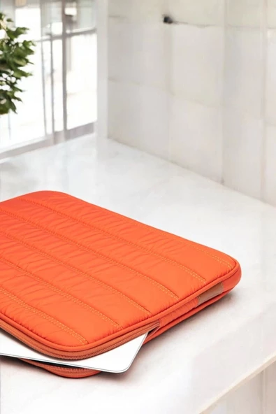 Çizgili Su Geçirmez Macbook Air Pro 13.3 & 14 İnç Turuncu Laptop Tablet Kılıfı - 6