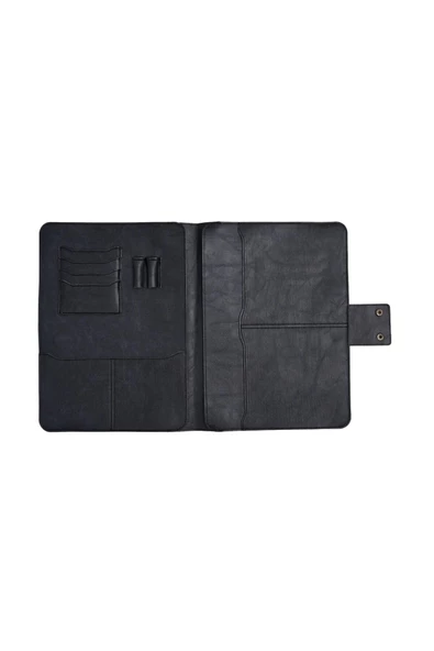 Lüx Macbook Air Pro 13-14 İnç Ofis Organizer Crazy Siyah Evrak & Laptop & Tablet Çantası - 6