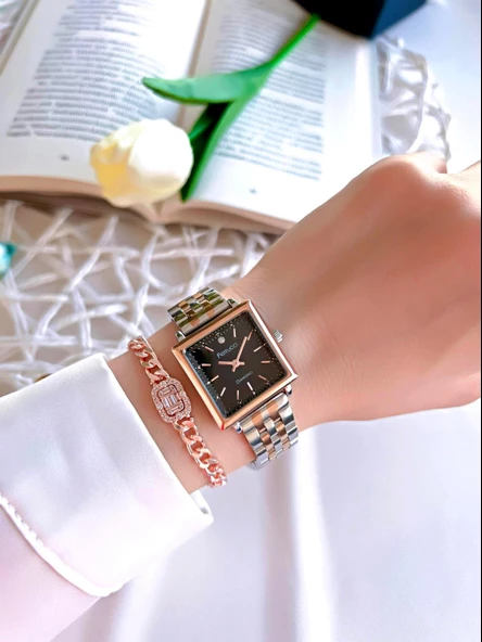 Ferrucci Diamond Pırlanta Taşlı Ve Sertifikalı Özel Kutulu Kadın Kol Saati+Bileklik BFC.01118-05 - Resim 2