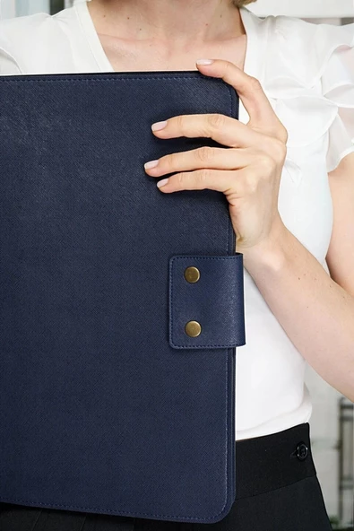 Lüx Macbook Air Pro 13-14 İnç Ofis Organizer Lacivert Evrak & Laptop & Tablet Çantası - 2