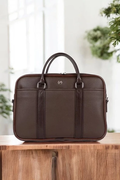Unisex Lüx Ofis 15.6" inç Kahverengi Laptop & Evrak Çantası