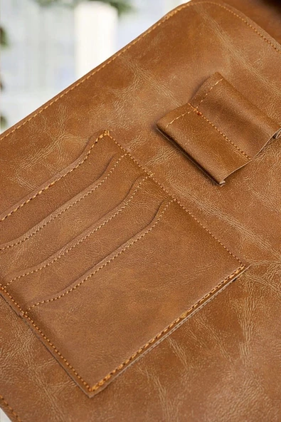 Lüx Macbook Air Pro 13-14 Crazy Taba Ofis Organizer Evrak & Laptop & Tablet Çantası - 4