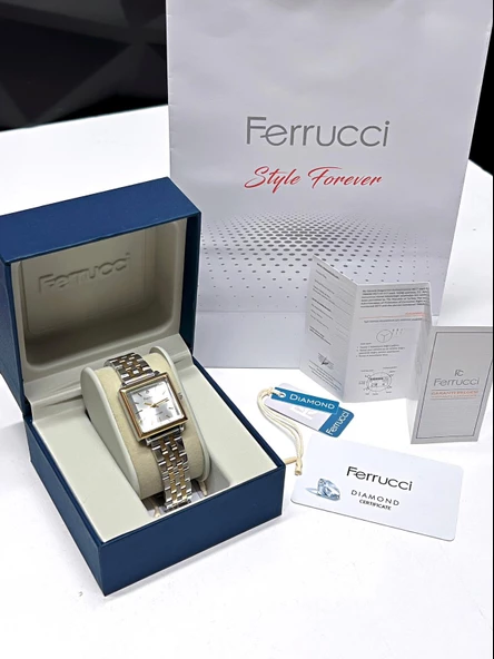 Ferrucci Diamond Pırlanta Taşlı Ve Sertifikalı Özel Kutulu Kadın Kol Saati+Bileklik BFC.01118-04 - Resim 4